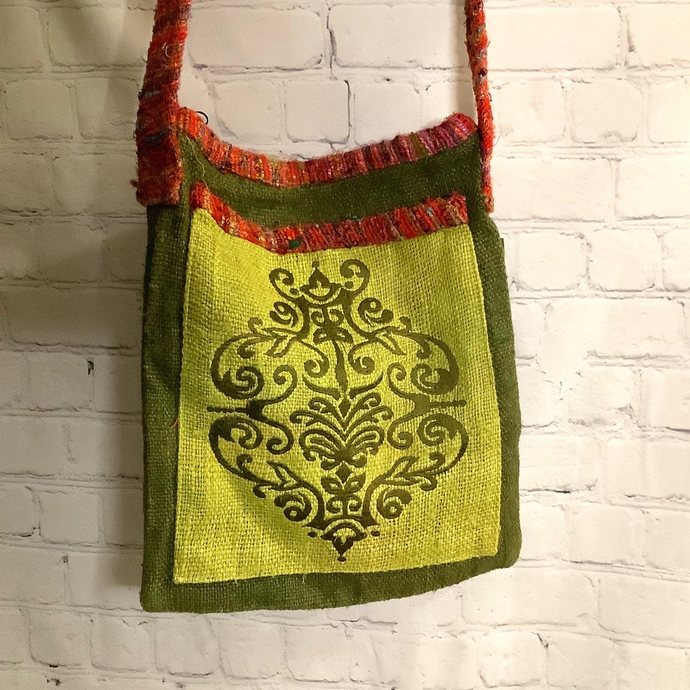 Bohemian Hemp Crossbody Purse .